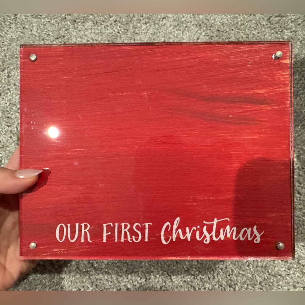 Red 'Our First Christmas' magnetic picture frame